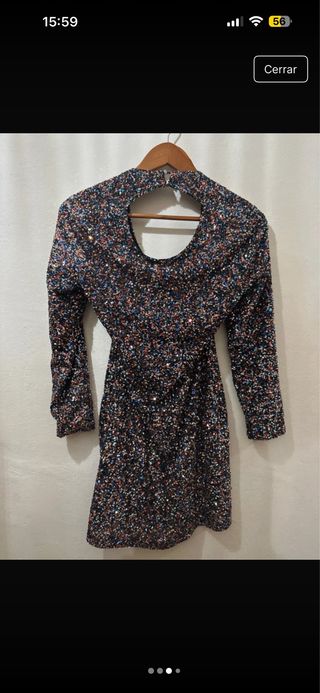 Vestido fiesta lentejuelas manga larga