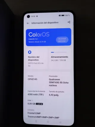 Oppo Find X3 Lite 5G 128GB Azul