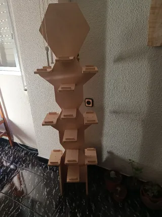 Expositor de madera hexagonal