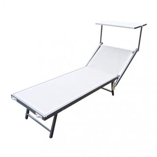 Sdraio Bianco Alluminio e Textilene con Tettuccio
