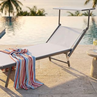 Sdraio Bianco Alluminio e Textilene con Tettuccio