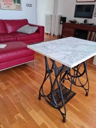 Mesa Mármol Pie Máquina Coser Antigua
