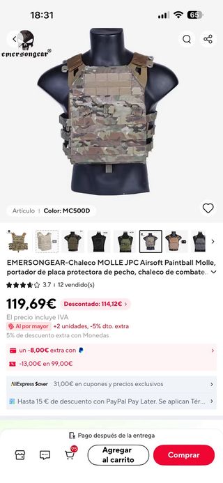 Chaleco Emerson Multicam Táctico