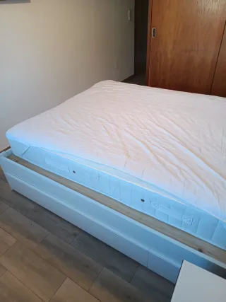 Cama Matrimonio Blanca con Cabecero y Cajones