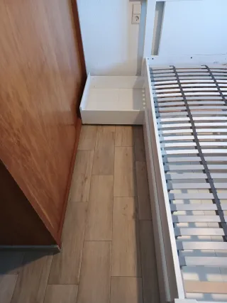 Cama Matrimonio Blanca con Cabecero y Cajones