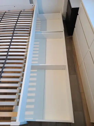 Cama Matrimonio Blanca con Cabecero y Cajones