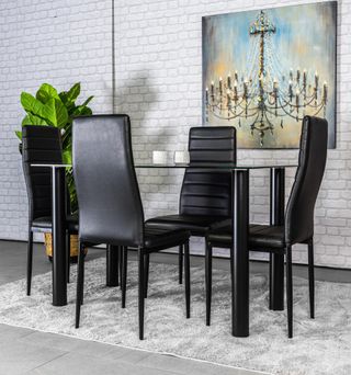 Conjunto de mesa con 4 sillas negro