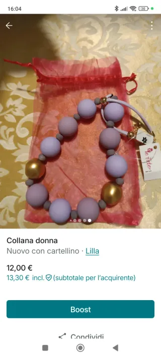 Collana Le Fate lilla e oro