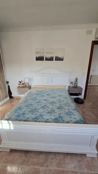 Estructura cama 135x190 madera blanca