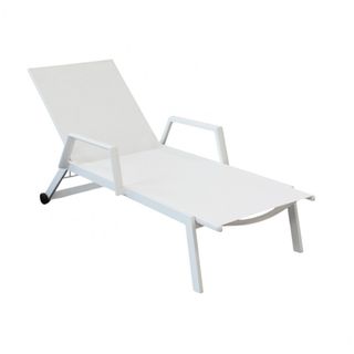 Lettino in Alluminio e Textilene con Ruote Bianco