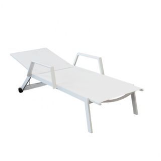 Lettino in Alluminio e Textilene con Ruote Bianco