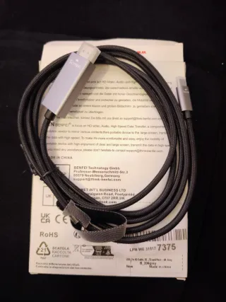 Cable BENFEI USB a HD 6ft Gris