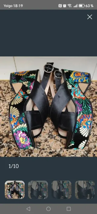 Sandalias Mustang Piel Cruzadas Bordadas Talla 38