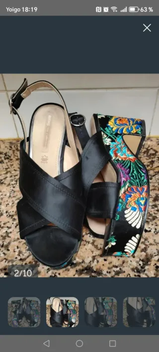 Sandalias Mustang Piel Cruzadas Bordadas Talla 38