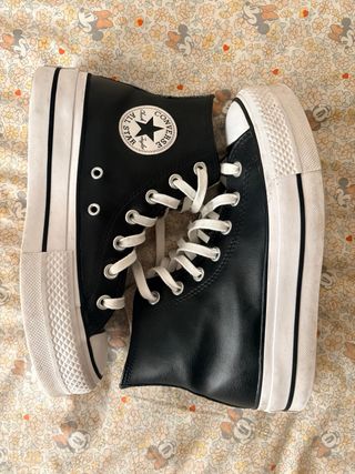 Converse All Star Plataforma Piel Negra
