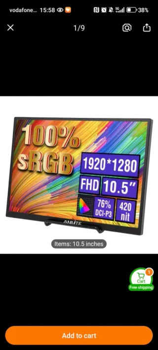 Monitor Portátil ANMITE Negro