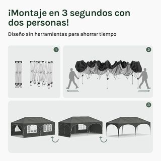 CARPAS 6X3 PLEGABLES GRIS CON LATERALES-NUEVAS