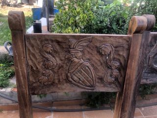 Mesa y 5 Sillas Madera Antiguas