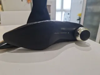 Botines Negros Tacón Bola plateado