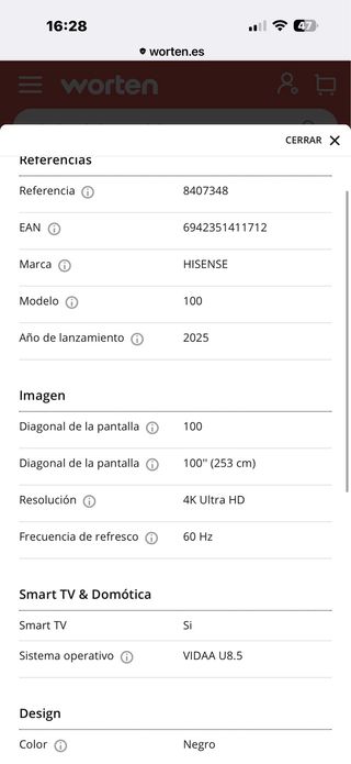 TV Hisense 100 QLED 4K Smart TV