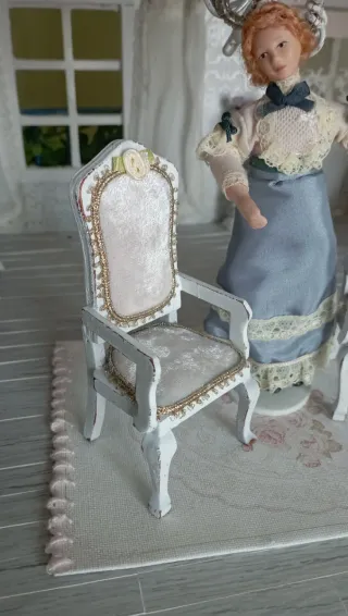 Sedia casa delle bambole 1:12 Shabby Chic