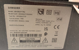 TV Samsung 43" 4K Smart TV UE43AU7175U – Impecable