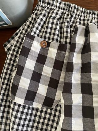 Falda y blusa patchwork cuadros blanco y negro