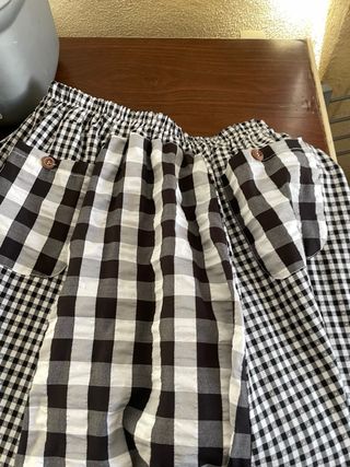 Falda y blusa patchwork cuadros blanco y negro