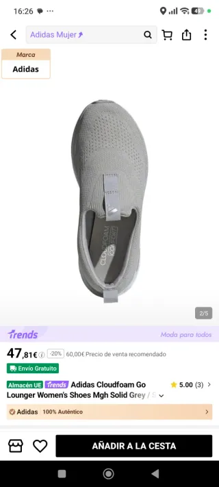 Zapatillas Adidas Mujer Negras y Grises ,