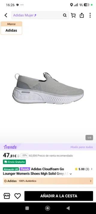 Zapatillas Adidas Mujer Negras y Grises ,