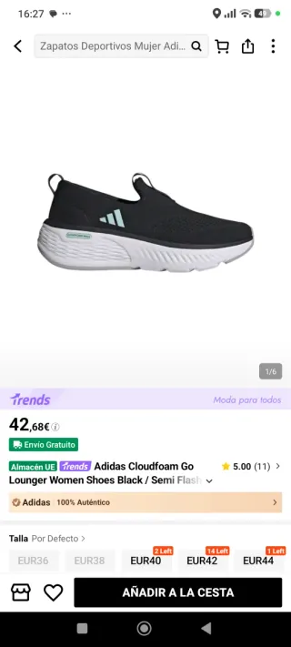 Zapatillas Adidas Mujer Negras y Grises ,