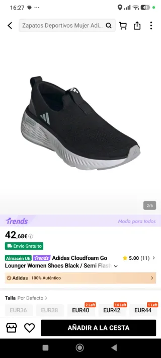 Zapatillas Adidas Mujer Negras y Grises ,