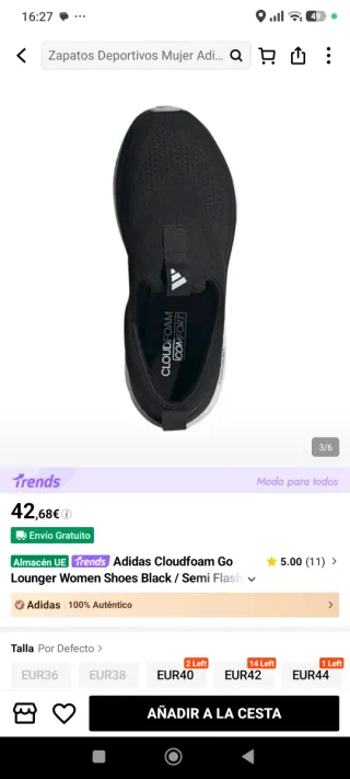 Zapatillas Adidas Mujer Negras y Grises ,