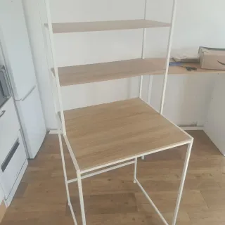 Scaffalatura/mobile per lavatrice in legno e metallo bianco