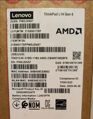 Portátil Lenovo L14 Gen 6