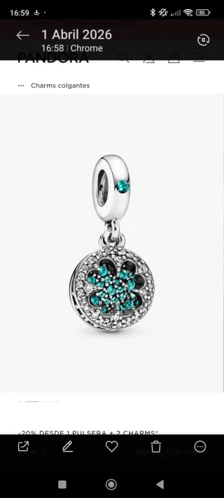 charm colgante trébol de 4 hojas en plata Pandora