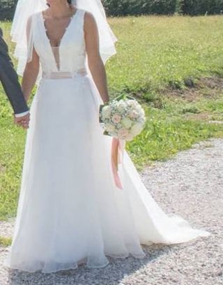 Abito da sposa bianco taglia 42 con velo