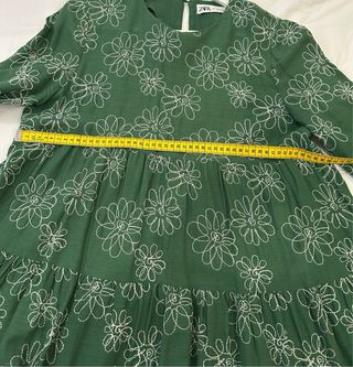 Vestido Zara Verde Flores Talla M