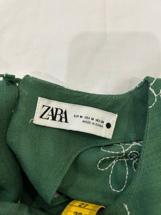 Vestido Zara Verde Flores Talla M