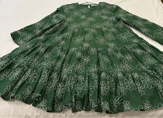 Vestido Zara Verde Flores Talla M