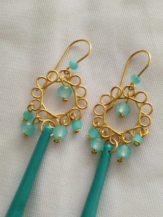 Pendientes Flamenca dorado y turquesa