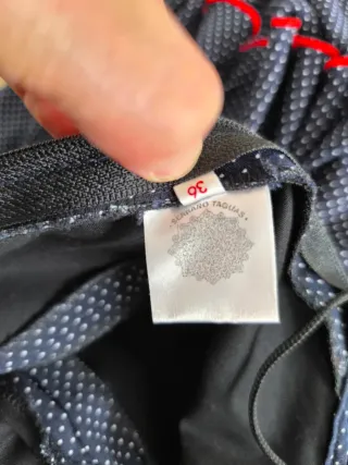 Traje Flamenca azul marino con  Lunares blancos