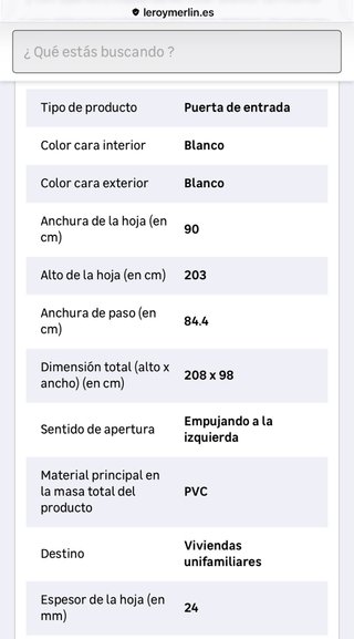 Puerta PVC Blanca Terraza/Balcón