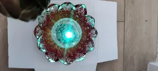 Lámpara Solar Metal Lotus LED Colores NUEVA