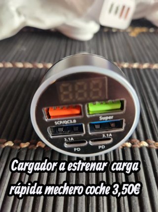 Cargador Mechero Coche Carga Rápida