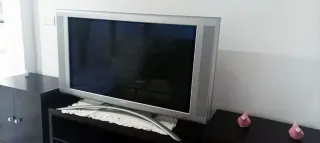Televisor Plano Grande Plata y Marrón