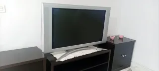 Televisor Plano Grande Plata y Marrón