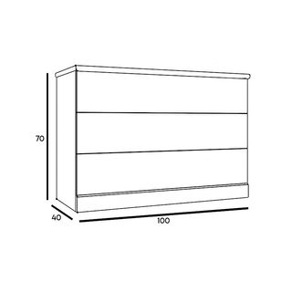 Cómoda Cambria y Blanco 4 Cajones 100x40x70