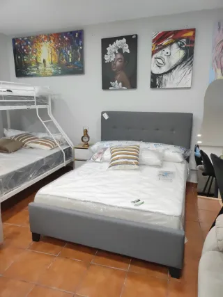 Cama Matrimonio Gris Tela