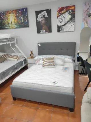 Cama Matrimonio Gris Tela
